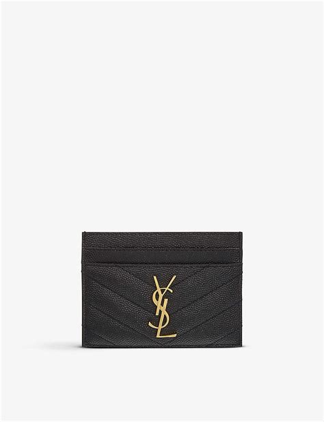 ysl card holder black logo|ysl card holder selfridges.